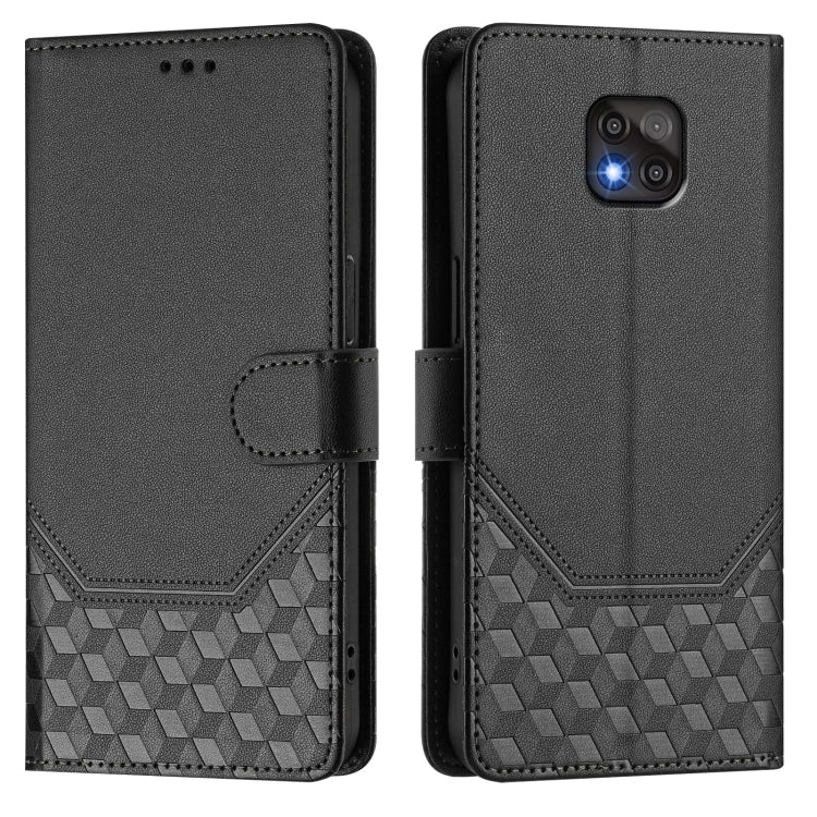 For Motorola Moto G Power 2021 Honeycomb Embossing RFID Leather Phone Case