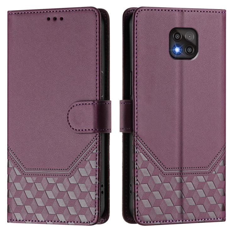 For Motorola Moto G Power 2021 Honeycomb Embossing RFID Leather Phone Case