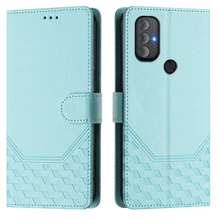 For Motorola Moto G Power 2022 Honeycomb Embossing RFID Leather Phone Case