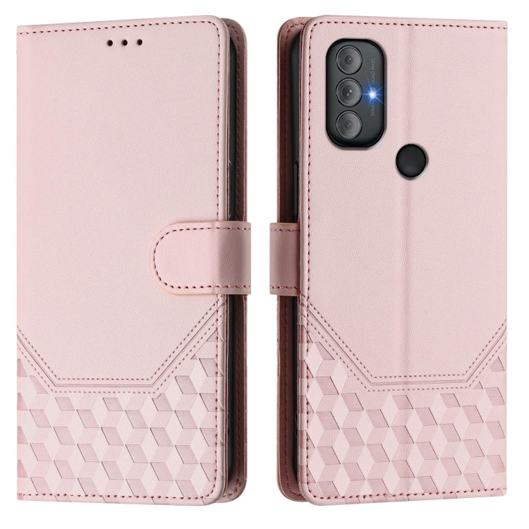 For Motorola Moto G Power 2022 Honeycomb Embossing RFID Leather Phone Case