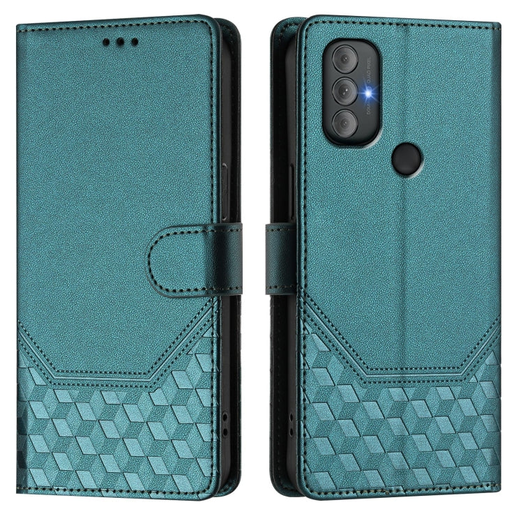 For Motorola Moto G Power 2022 Honeycomb Embossing RFID Leather Phone Case