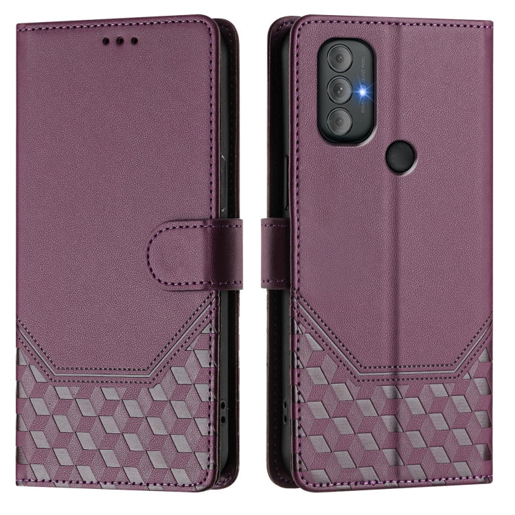 For Motorola Moto G Power 2022 Honeycomb Embossing RFID Leather Phone Case