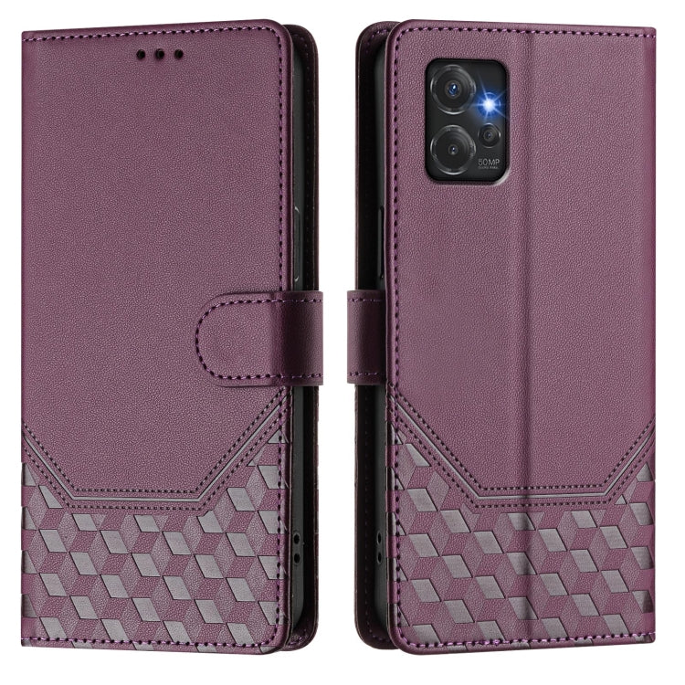 For Motorola Moto G Power 2023 5G Honeycomb Embossing RFID Leather Phone Case