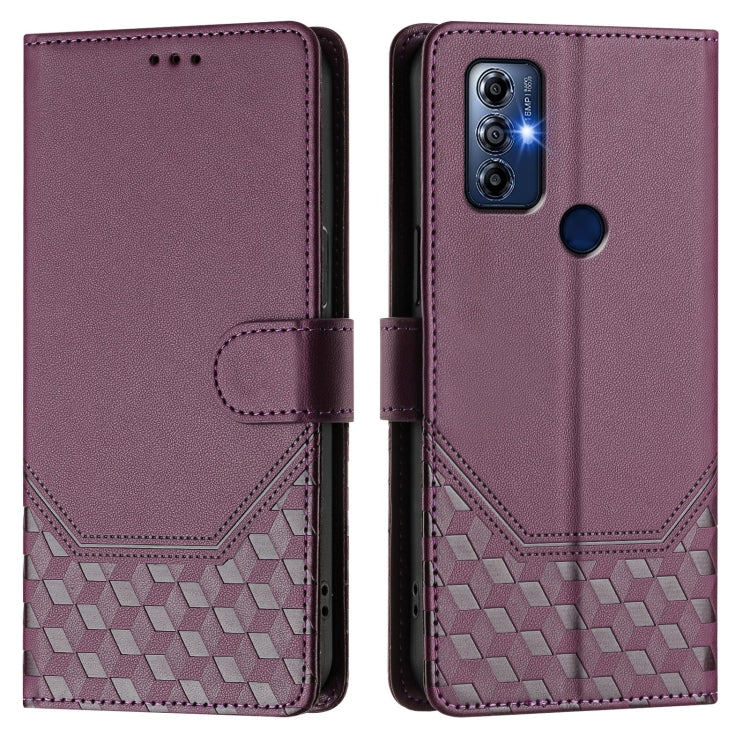 For Motorola Moto G Pure 2021/ G Play 2023 Honeycomb Embossing RFID Leather Phone Case