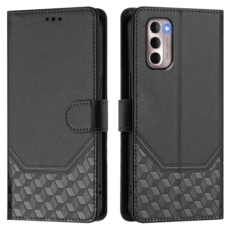For Motorola Moto G Stylus 4G 2022 Honeycomb Embossing RFID Leather Phone Case