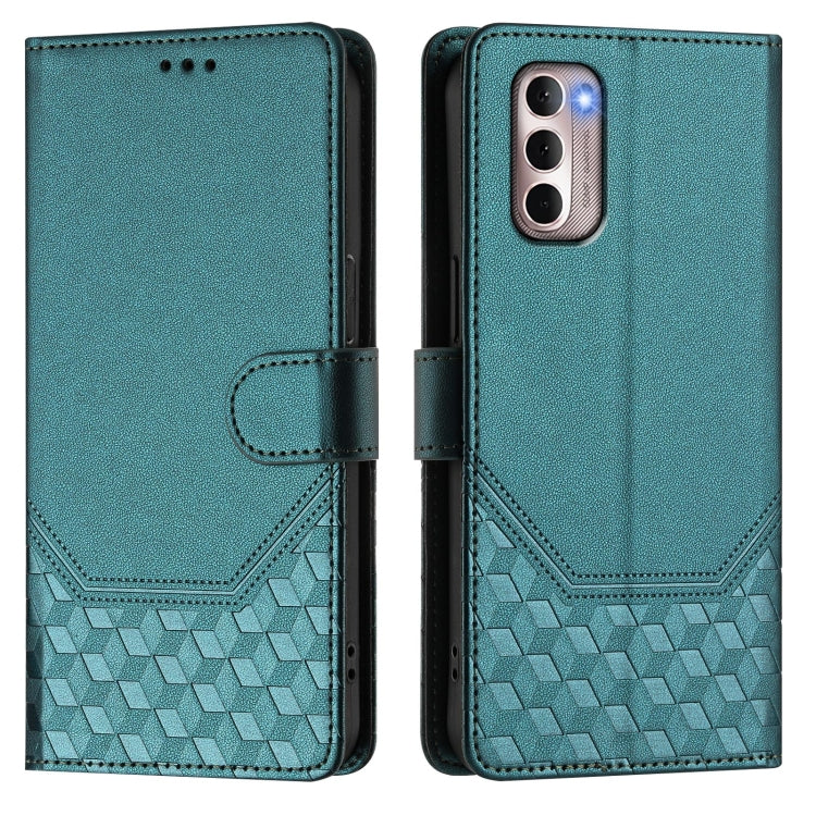 For Motorola Moto G Stylus 4G 2022 Honeycomb Embossing RFID Leather Phone Case