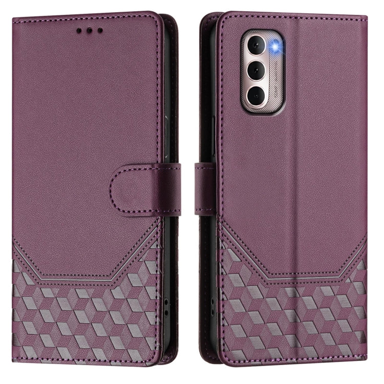For Motorola Moto G Stylus 4G 2022 Honeycomb Embossing RFID Leather Phone Case
