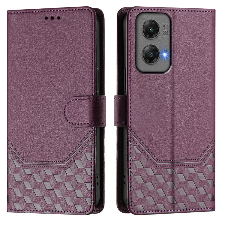 For Motorola Moto G Stylus 5G 2024 Honeycomb Embossing RFID Leather Phone Case