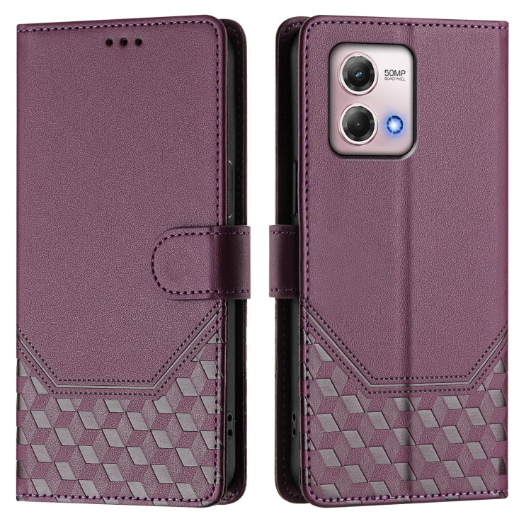 For Motorola Moto G Stylus 2023 4G Honeycomb Embossing RFID Leather Phone Case