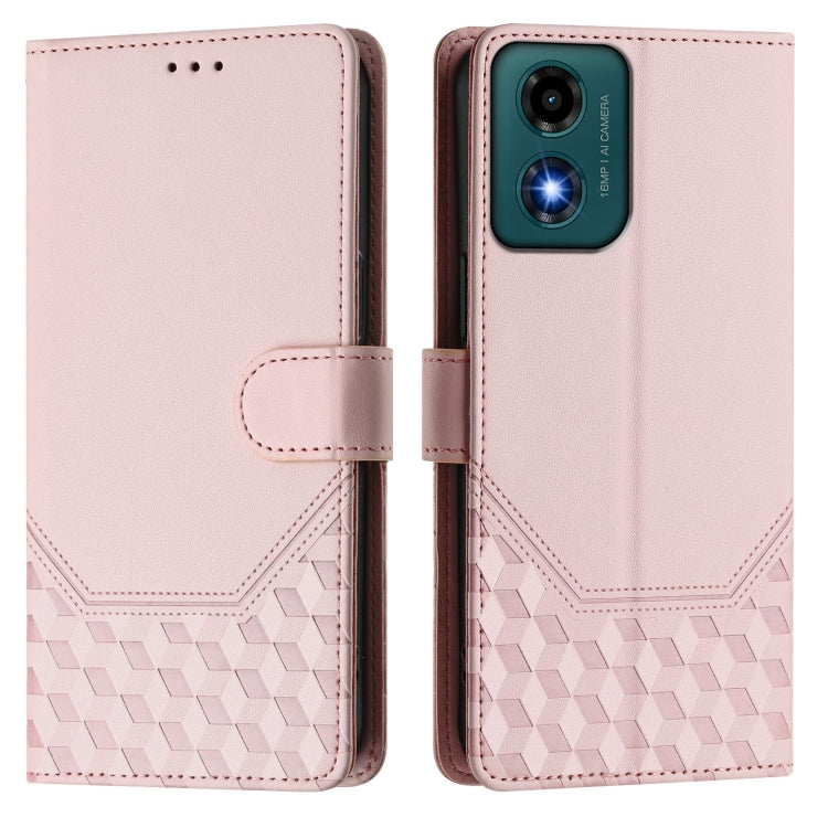 For Motorola Moto G24 4G / G04 4G Oversea Honeycomb Embossing RFID Leather Phone Case