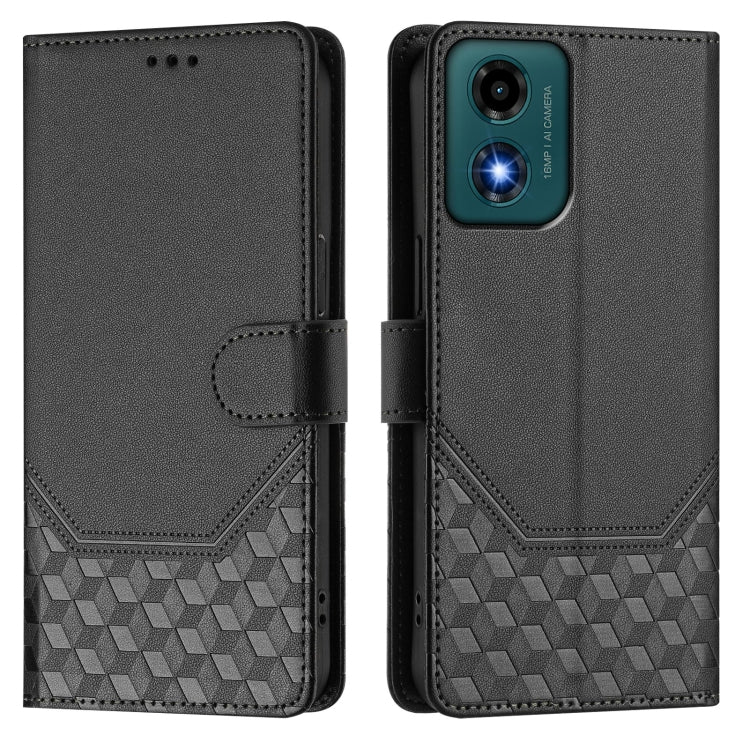 For Motorola Moto G24 4G / G04 4G Oversea Honeycomb Embossing RFID Leather Phone Case