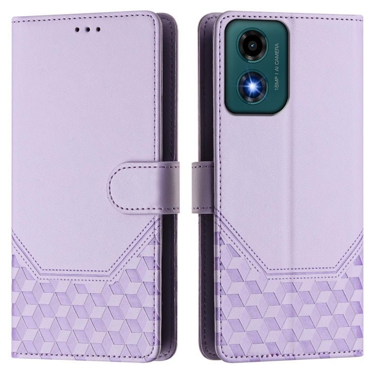 For Motorola Moto G24 4G / G04 4G Oversea Honeycomb Embossing RFID Leather Phone Case