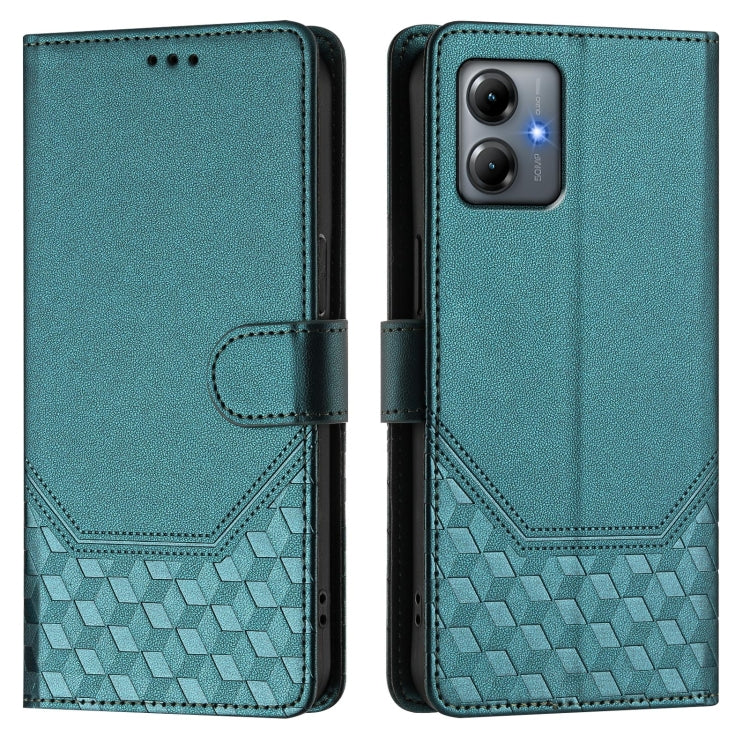 For Motorola Moto G14 4G / G54 5G Honeycomb Embossing RFID Leather Phone Case