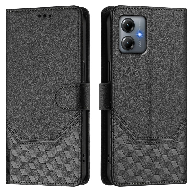 For Motorola Moto G54 Brazil / G54 5G EU Honeycomb Embossing RFID Leather Phone Case
