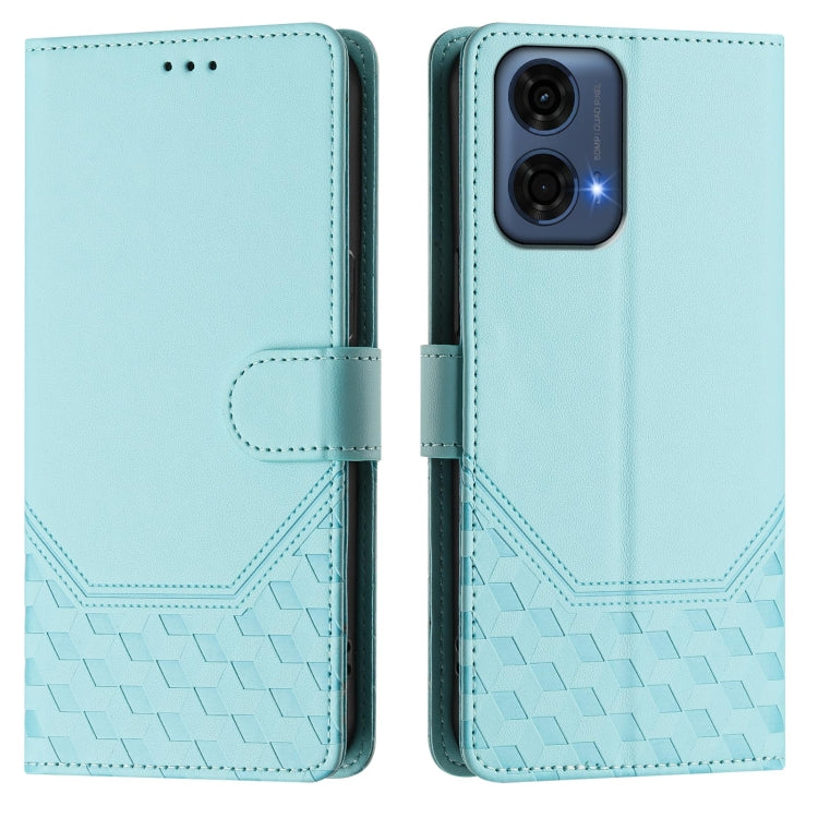 For Motorola Moto G24 Power 4G India Honeycomb Embossing RFID Leather Phone Case
