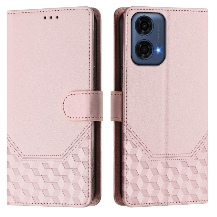 For Motorola Moto G24 Power 4G India Honeycomb Embossing RFID Leather Phone Case