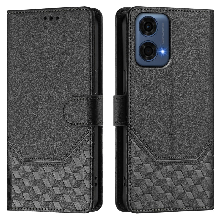 For Motorola Moto G24 Power 4G India Honeycomb Embossing RFID Leather Phone Case