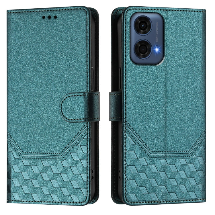 For Motorola Moto G24 Power 4G India Honeycomb Embossing RFID Leather Phone Case