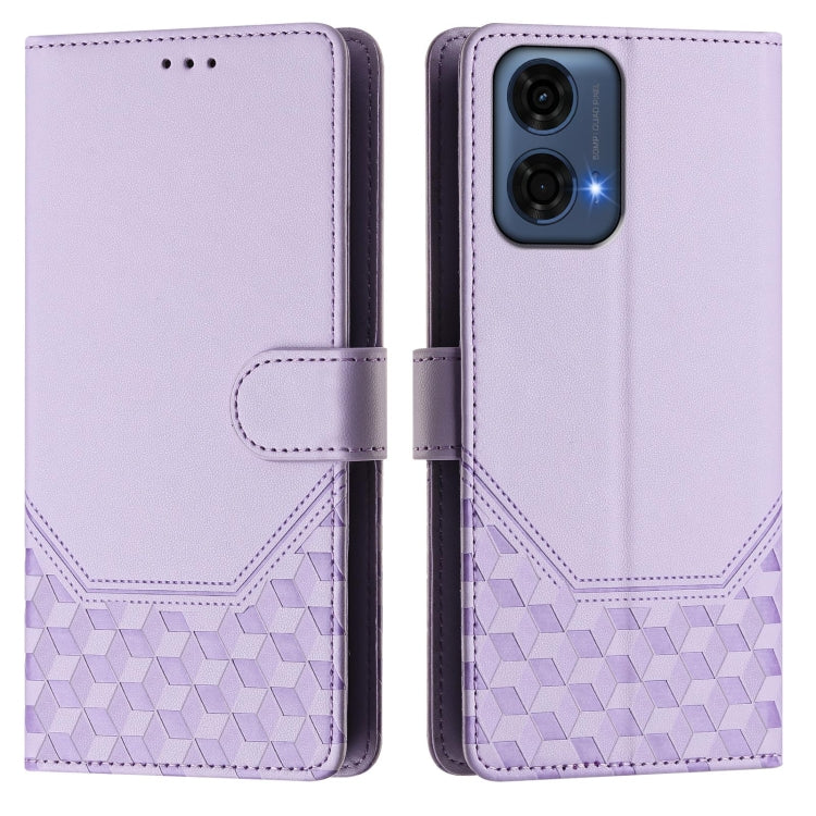 For Motorola Moto G24 Power 4G India Honeycomb Embossing RFID Leather Phone Case