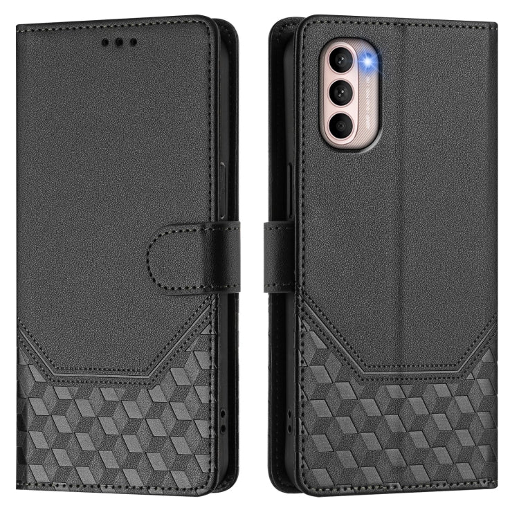 For Motorola Moto G31 4G Global / G41 4G Honeycomb Embossing RFID Leather Phone Case