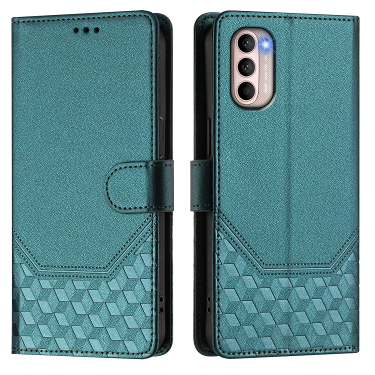 For Motorola Moto G31 4G Global / G41 4G Honeycomb Embossing RFID Leather Phone Case