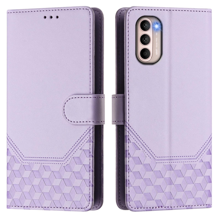 For Motorola Moto G31 4G Global / G41 4G Honeycomb Embossing RFID Leather Phone Case
