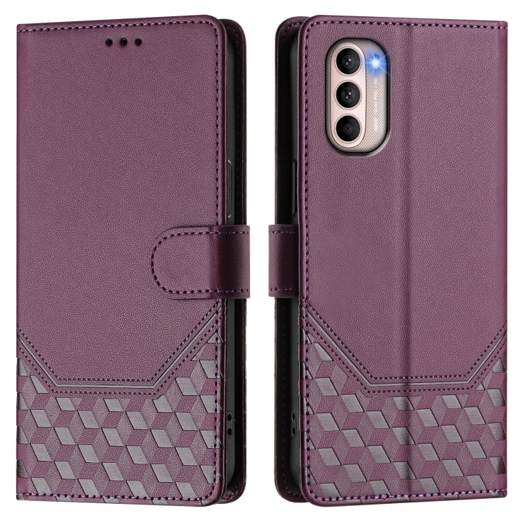 For Motorola Moto G31 4G Global / G41 4G Honeycomb Embossing RFID Leather Phone Case