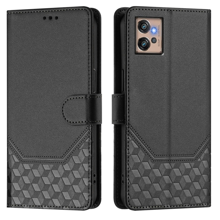 For Motorola Moto G32 Honeycomb Embossing RFID Leather Phone Case