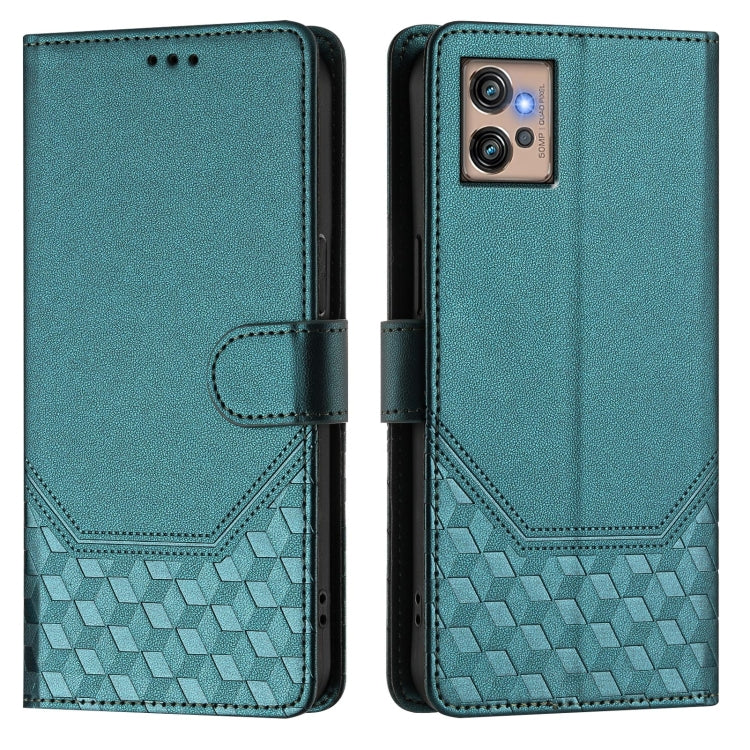 For Motorola Moto G32 Honeycomb Embossing RFID Leather Phone Case