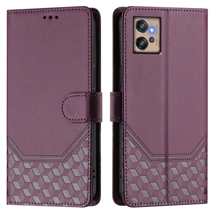 For Motorola Moto G32 Honeycomb Embossing RFID Leather Phone Case