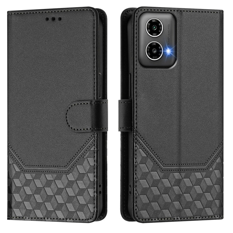 For Motorola Moto G34 5G / G45 5G Honeycomb Embossing RFID Leather Phone Case