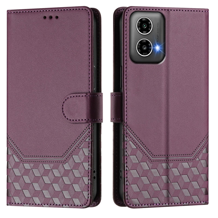 For Motorola Moto G34 5G / G45 5G Honeycomb Embossing RFID Leather Phone Case