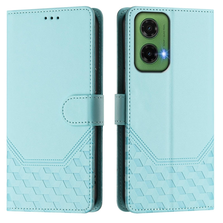 For Motorola Moto G35 Honeycomb Embossing RFID Leather Phone Case