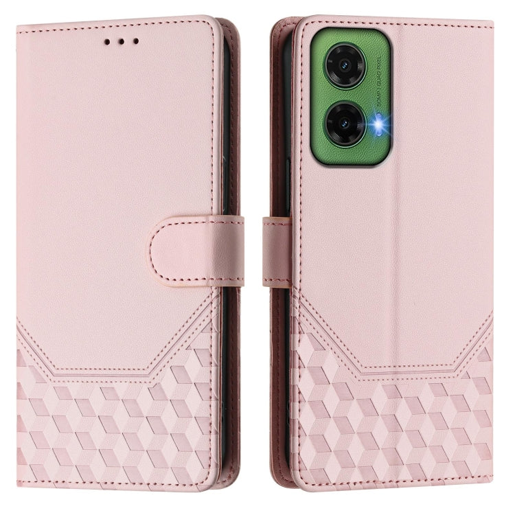 For Motorola Moto G35 Honeycomb Embossing RFID Leather Phone Case