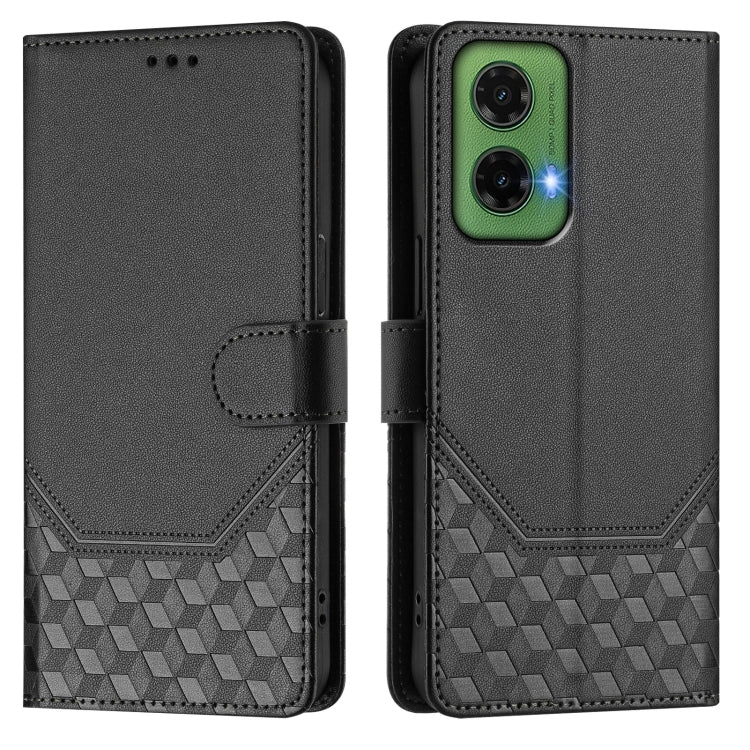 For Motorola Moto G35 Honeycomb Embossing RFID Leather Phone Case