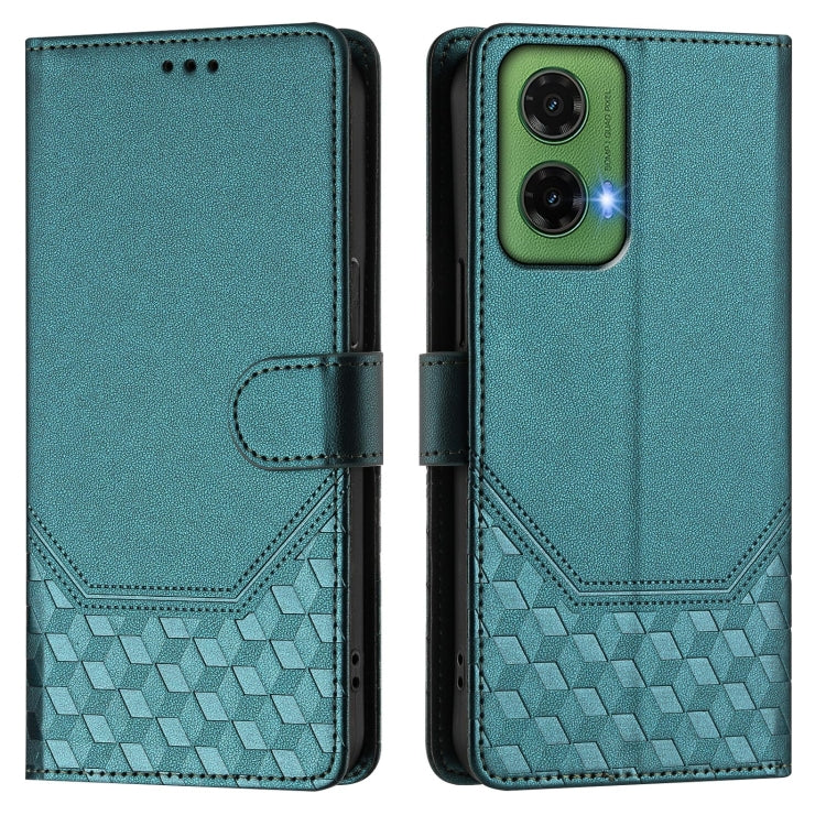 For Motorola Moto G35 Honeycomb Embossing RFID Leather Phone Case