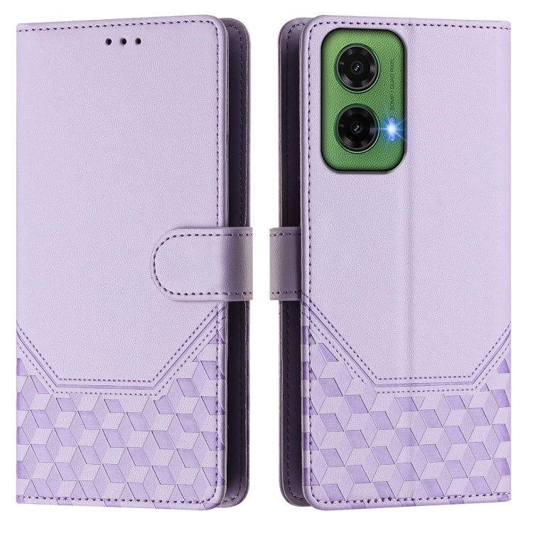 For Motorola Moto G35 Honeycomb Embossing RFID Leather Phone Case