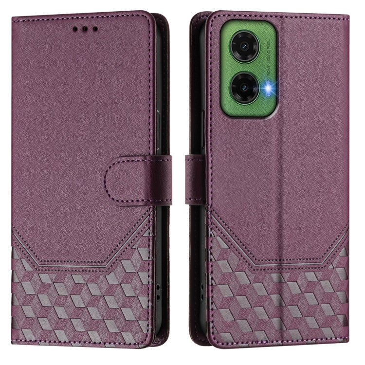 For Motorola Moto G35 Honeycomb Embossing RFID Leather Phone Case