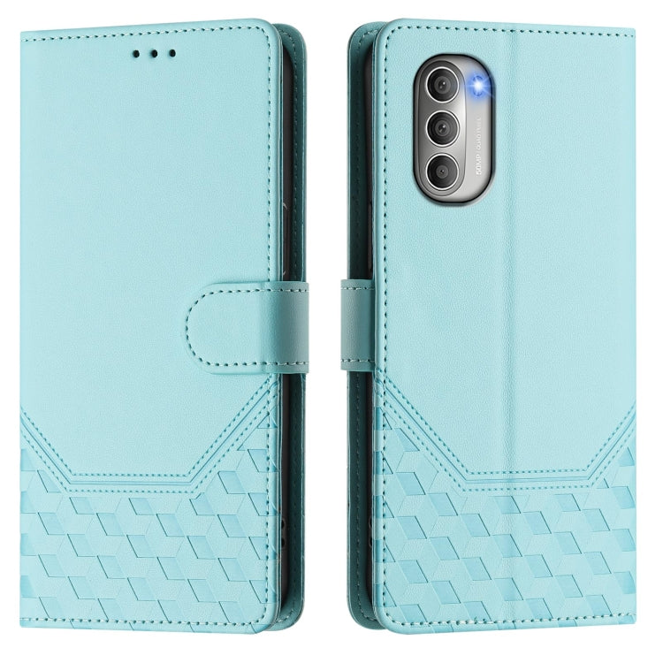 For Motorola Moto G51 5G Honeycomb Embossing RFID Leather Phone Case