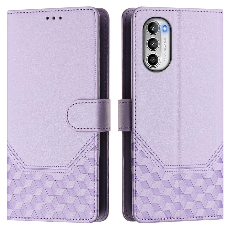 For Motorola Moto G52 4G / G82 5G / G71s Honeycomb Embossing RFID Leather Phone Case