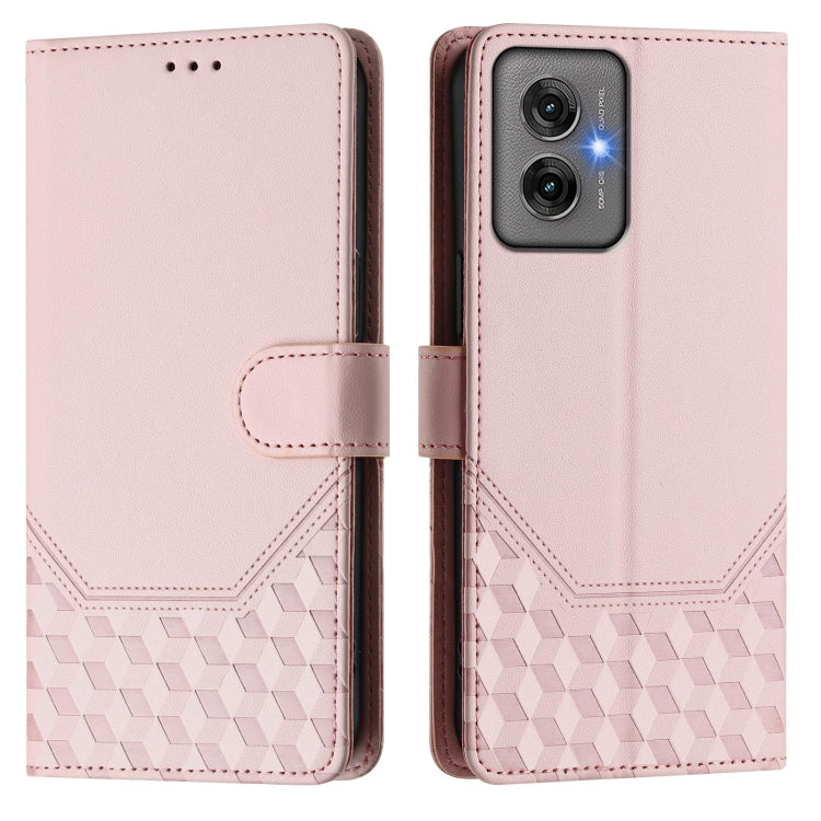 For Motorola Moto G55 Honeycomb Embossing RFID Leather Phone Case