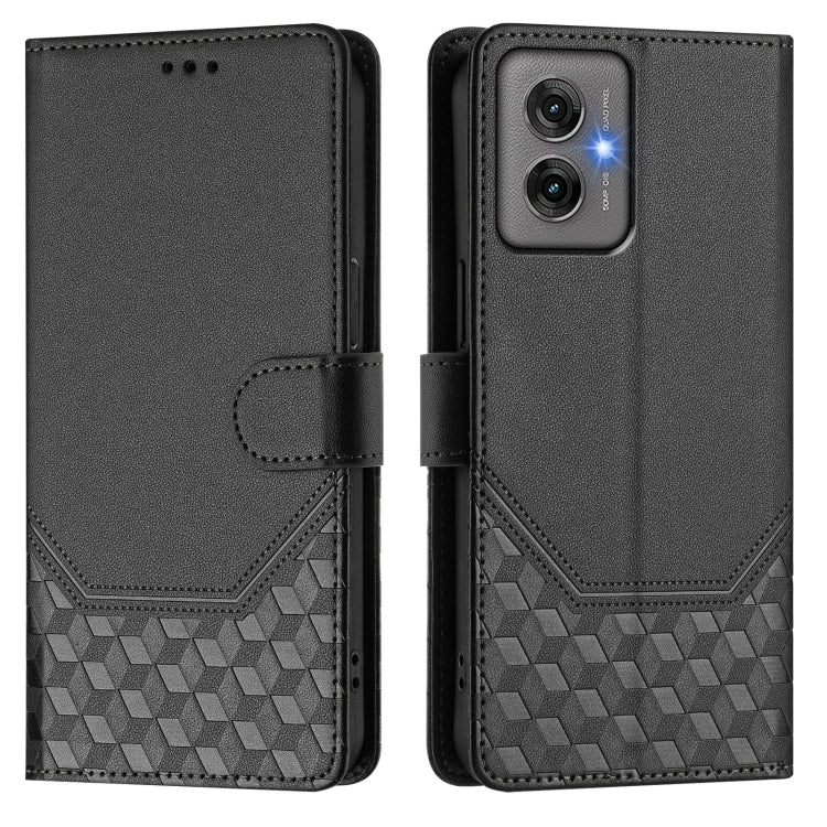 For Motorola Moto G55 Honeycomb Embossing RFID Leather Phone Case