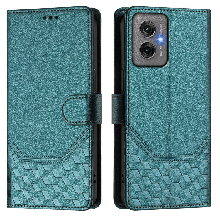 For Motorola Moto G55 Honeycomb Embossing RFID Leather Phone Case