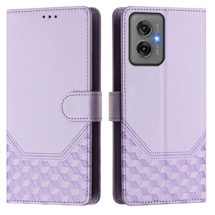For Motorola Moto G55 Honeycomb Embossing RFID Leather Phone Case