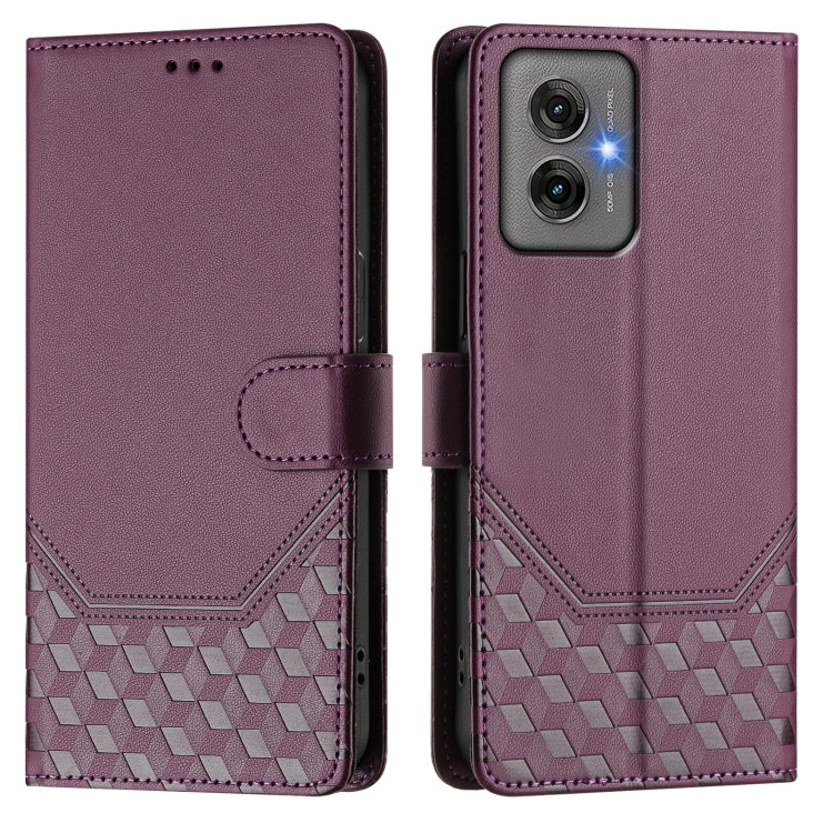For Motorola Moto G55 Honeycomb Embossing RFID Leather Phone Case