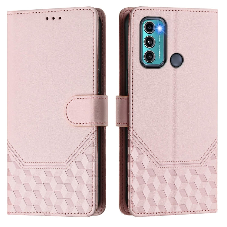 For Motorola Moto G60 / G40 Fusion Honeycomb Embossing RFID Leather Phone Case