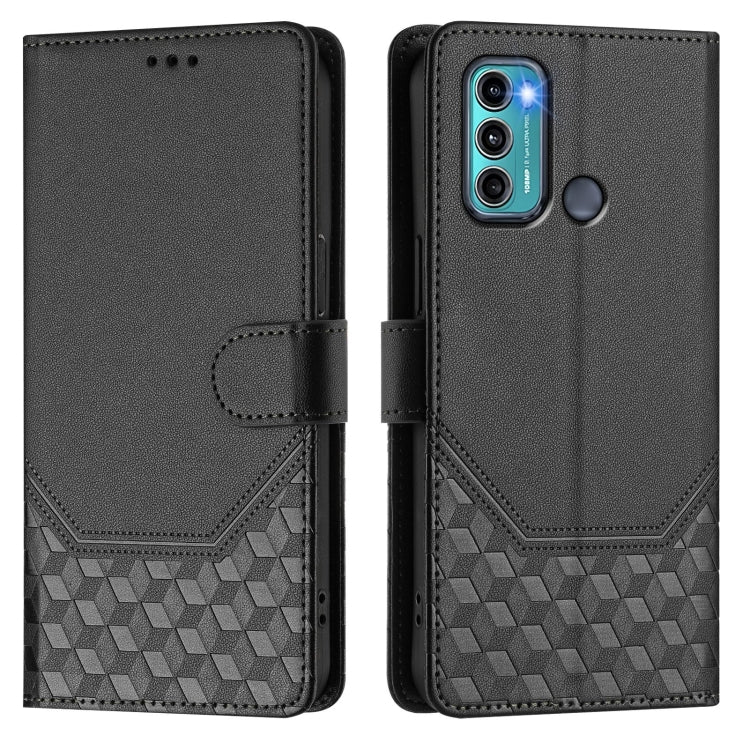 For Motorola Moto G60 / G40 Fusion Honeycomb Embossing RFID Leather Phone Case