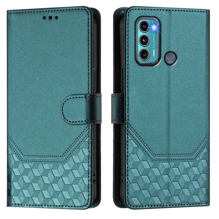 For Motorola Moto G60 / G40 Fusion Honeycomb Embossing RFID Leather Phone Case