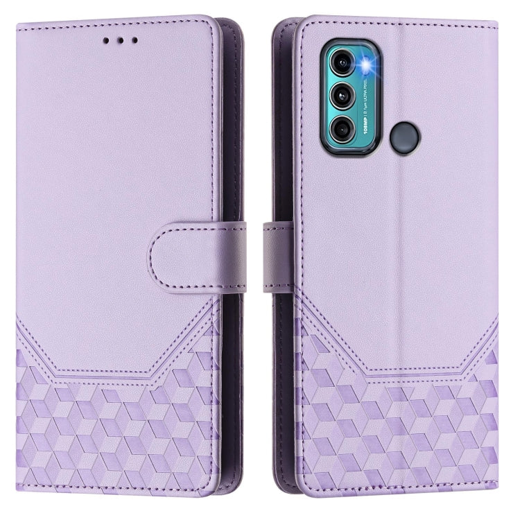 For Motorola Moto G60 / G40 Fusion Honeycomb Embossing RFID Leather Phone Case