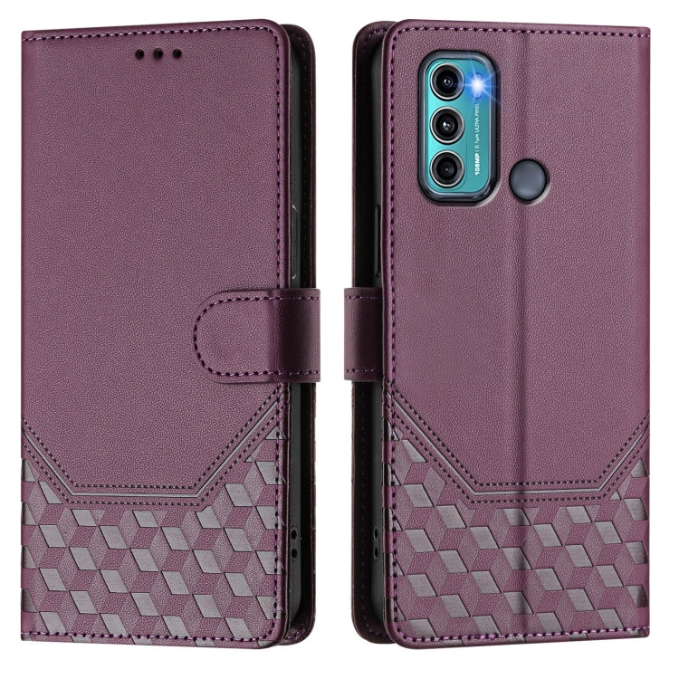 For Motorola Moto G60 / G40 Fusion Honeycomb Embossing RFID Leather Phone Case
